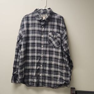Duluth Trading Plaid Relaxed Fit Button Up Shirt XL